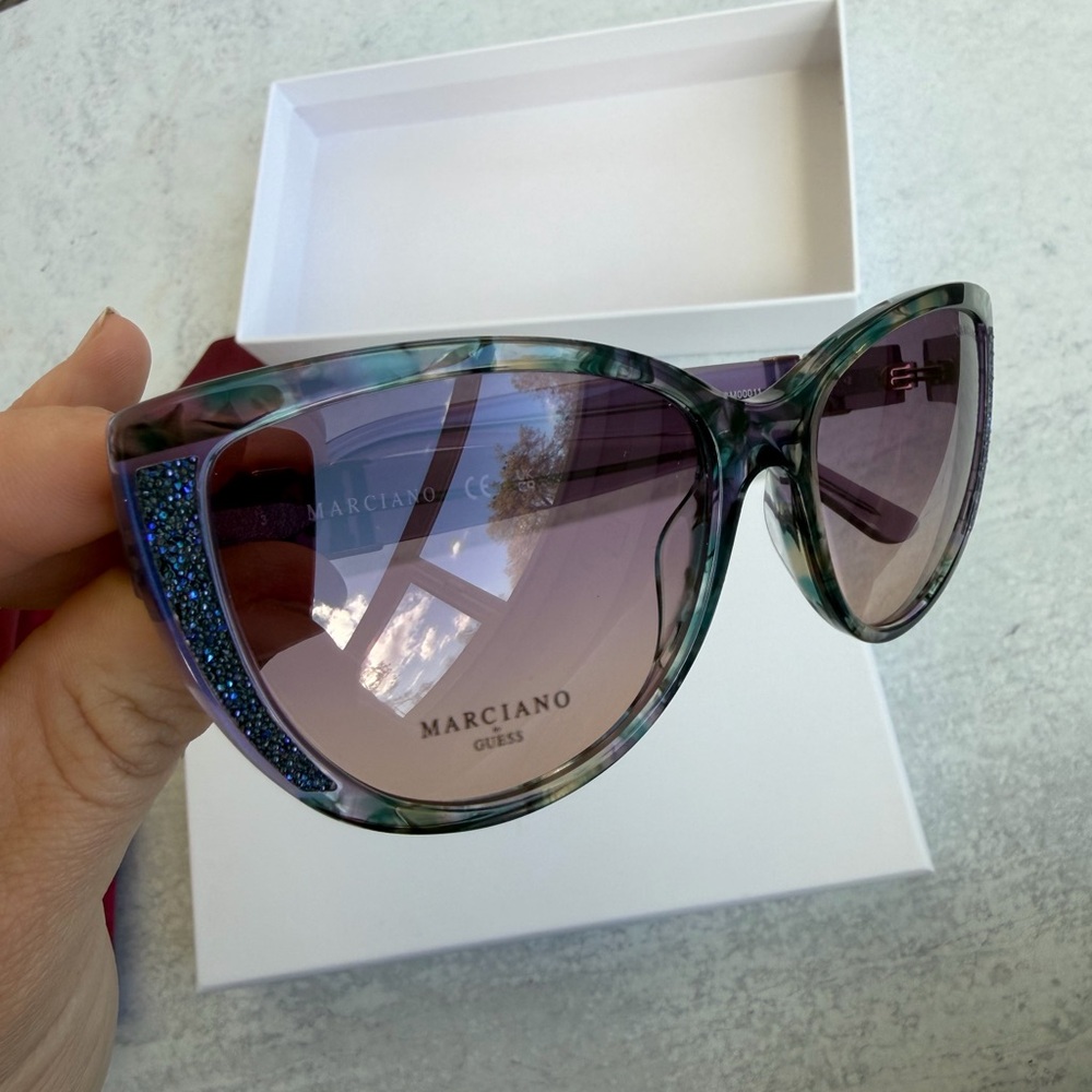 NEW Marciano Purple Tortoise Oversized Sunglasses